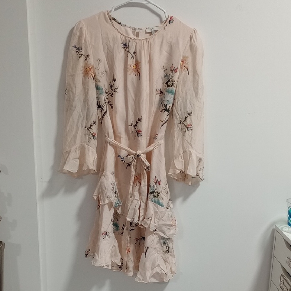 Joie Cream Floral Long Sleeve Dress
